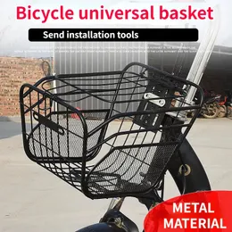 Panniers Bags Bicycle Front Basket Electric Vehicle Basket Bold with Cover Storage Basket for Electric Scooter Folding Bike 230928