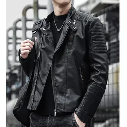 男性Sレザーフェイクブランド衣類男性スリムフィットジャケットファッションソリッドオートバイ冬のジャケットChaqueta Hombre WindProof Black Coat 231005