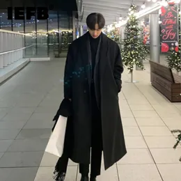 Men's Wool Blends IEFB Korean Trend Men's Loose Casual Singlebreasted Overcoat Autumn Winter Fashion Long Sleeve Woolen Long Coat 9D1655 231005