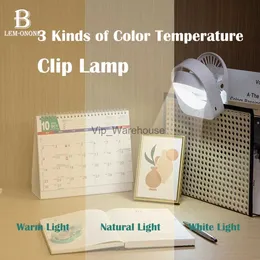 Bordslampor LED Nightlight 3 Color Multi-Function Clip Light Rechargeble Table Lamp för att läsa belysning Holidaisgåvor för barn Friend YQ231006