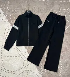 Kvinnors spårningsdräkter designer ny höstvinter ny anpassad bomullstyg set kvinnor casual sport 2-stycken set anpassad athleisure workwear svartbrun smlxl 2x5d