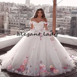 Luksusowa suknia balowa suknie ślubne 2023 Ukochana z ramiona różowy kwiat suknia nosowa myska ślubna bez pleców Sukienka Train Train Sukienka