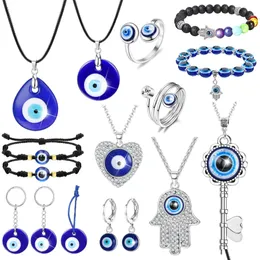 Pendant Necklaces Evil Eye Necklace For Women Turkish Blue Keyring Bracelet Rings Handmade Glasses Charms Greek Mati Hamsa Nazar Men D Dhnlj