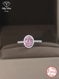 Bröllopsringar Simulerade Pink Diamond Ring Real 925 Sterling Silver Party for Women Anniversary Kvinnliga vän Bridal gåvor Sparkling Trend 231006