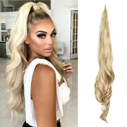 Synthetic Wigs 32inch Synthetic PonyTail Long Layered Flexible Wrap Around Fake Tail Hair Natural Curly Hairpiece for Women 231006