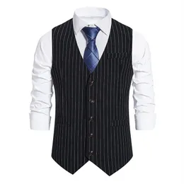 Hela Slim Fit randiga klänningsvästar för män bra Qaulity Mens Suit Vest Male Waistcoat Casual Size 3xl199w