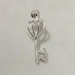 Серебро 925 пробы с двойным сердцем и ключом-медальоном в виде клетки из стерлингового серебра с жемчужной бусиной и подвеской для DIY модного браслета и ожерелья Jewelry292z