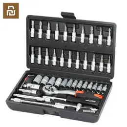 Screwdrivers Youpin PcsSet Multifunctionl Ratchet Wrench Set Professional Mechanic Repair Tools Combination Kit with Carry Socket Wrench 231005