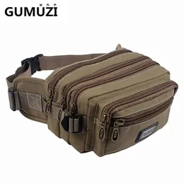 Waist Bags High Quality Canvas Waist Pack for Men Messenger Bag Portable Phone Purse Vintage Male Belt Travel Bolso Hombre 231006