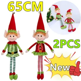 Decorações de Natal Chegada 2/1Pc 65cm Boneca Elfo de Natal Perna de Pelúcia Ornamentos Verdes Vermelhos Meninos Meninas Elfos Brinquedo Boneca Ano Navidad Decorações de Casa 231005