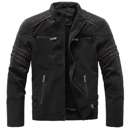 Мужские кожаные куртки из искусственной кожи на осень-зиму. Мужская модная байкерская мотоциклетная куртка с воротником-стойкой. Мужская повседневная куртка на молнии в стиле ретро. PU пальто 231005