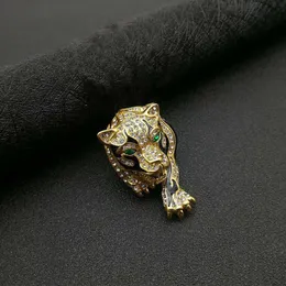 Designer Luxury Brosch Full Diamond Leopard Head Tiger Head Brosch Collar Pin Men's Chest Flower Clothing Broch Alloy Brosch