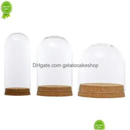 Candle uchwyty szklane kopuły Cloche er drewniana podstawa korka Mikrolandscape uchwyt dzwonowy do słoika na DIY Flower Rośliny Ozdoby wazonowe Home de dhvbs