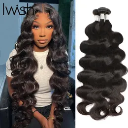 Lace Wigs Body Wave Bundles Human Hair For Women Weave Natural Black 12A I 134 Piece 231006