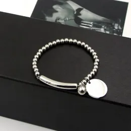 Moda-marca pulseira de aço inoxidável fantástico bola de aço pulseira pulseira rosa banhado a ouro amor tag pulseira jóias para women280h
