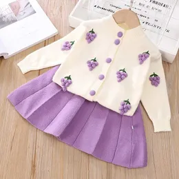 Clothing Sets Baby Girls Bow Cute Clothing Suits New Fashion Winter Knitted Sweaters And Skirt Outfits Princess Children Clothing 2-6Y 230927