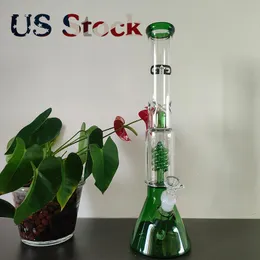 Premium Grace Glass Beaker Bong - Zielone akcenty - 18,8 mm złącza - odporne na ciepło borokrzemowe
