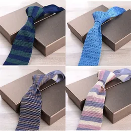Bow Ties 6cm Slim Knit Tie för män Leisure Business Skinny Navy Navy Bule Colorful Rands Floral Fashion Weave Accessories 231005