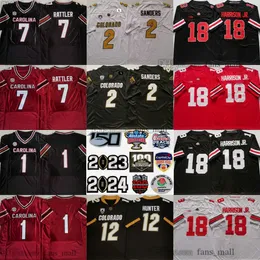 100º NCAA Colorado Buffaloes 12 Travis Hunter 2 Shedeur Sanders Jersey Futebol 18 Marvin Harrison Jr. 7 Spencer Rattler Deebo Samuel Jerseys Uniforme Homem Mulheres Crianças