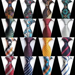 Bow Ties Fashion Paisley Plaid Jacquard Woven Silk Mens Neck Tie 8cm Striped Necktie for Men Business Wedding Formal Gravata 231005