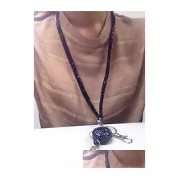 Keychains Lanyards Neck Bling Rhinestone Lanyard 개폐식 스트랩 배지 릴 전화 키 홀더 스웨터 체인 Long Pendant Necklace OTG9G