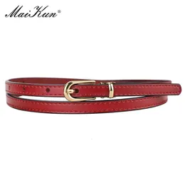 Other Fashion Accessories Maikun Women Belts Alloy Pin Buckle Genuine LeatherThin Belt Female Waistband for Jeans Dresses Pants 231005