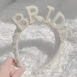 Other Event Party Supplies Wedding Decorations Bride To Be Pearl Crown Hair Band Bachelorette Hen Party Bridal Shower Team Bride Gift WIFEY TRIDE Headband 231006