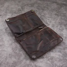 Plånböcker huvudlager grönsak garvad läder plånbok retro stil multikort manlig multifunktionell väska