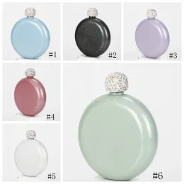 Quality Diamond Hip Flasks Stainless Steel Flagon With Rhinestone lid Cover Mini Hip Flask Round Wine Pot Flask Wine Bottle