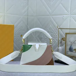 Modehandväska designer axelväska bred band crossbody väska 5a högkvalitativ äkta läder handväska vanilj glass kvinnors väska tri-färgväska