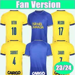 23 24 Maccabi Tel Aviv herr fotbollströjor Saborit Zahavi Biton Cohen Milson Home Away Football Shirts Kort ärmuniformer