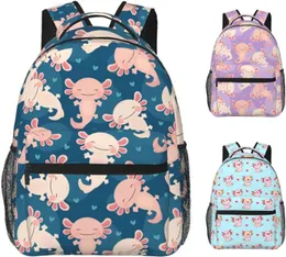 School Bags Cute Axolotl Backpack Laptop Lightweight Casual Daypack with Adjustable StrapsFunny 231005