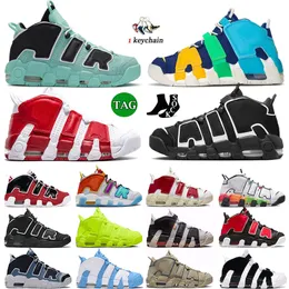 Mens Jumpman 96 Uptempos OG Basketball Shoes More Scottie Pippen Bulls Hoops Pack Light Aqua Peace Love Island Green Retros Women Sneakers Sports