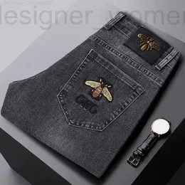 Men's Jeans Designer Hot designer mens jeans Slim Fit Feet European Pants Elastic Young Men 62FO