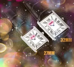 Popularne czołg mężczyźni Square Roman Dial zegarek Miłośnicy Montre de lukse słynne logo bransoletki kwarc z czas