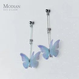 Ear Cuff Modian Series owect Blue Butterfly Pearl Drope For Women Fashion Ealiien 925 Srebrny Dangle Biżuter 231005