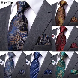 Bow Ties Hi Tie Silk Wedding Tie för män Fashion Luxury Paisley 160 cm Lång högkvalitativ herr Gift Cravatas Hanky ​​Cufflinks Busseness 231005