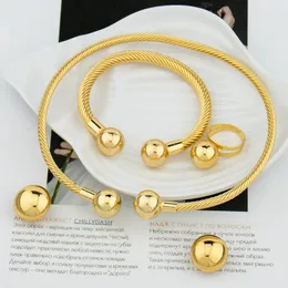 Wedding Jewelry Sets African Fashion Women Jewelry Italian Gold Plated Rings Bracelet Earrings Sets Wedding Necklace Pendant Dubai Party Gift 231005