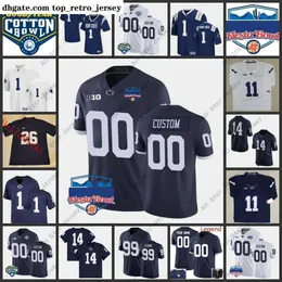 American College Football Wear NCAA Custom Penn State Nittany Lions zszyta koszulka piłkarska 53 Fred Hansard 4 Kalen King 99 Coziah Izzard 70 Juice Scruggs 4 Jesse Luk