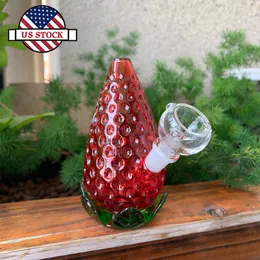 Adorável mini bongo de vidro em formato de morango: 4,5 polegadas, vermelho, junta feminina de 10 mm