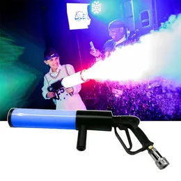 클럽 바 총기 기계 파티 이벤트 무대 특성 RGB LED 에어 소프트 CO2 배터리 핸드 헬드 대포 연기 제트 야간 디스코