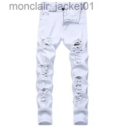 Men's Jeans Straight Hole Destruction Trousers Distressed Jeans Men Denim Trousers Fashion Designer Brand White Pants Male Large Size J231006