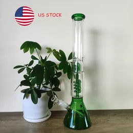 "Green Coil Perc Beaker Bong - 16,7 polegadas de altura - Smooth Hits Design elegante"
