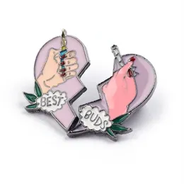 Whole 20pcs BUDS Brooches Friends Enamel Lapel Pins Broken Heart Smoke Cigarette With Hand Hat Jewelry Accessories 2331h