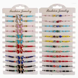 Charm Bilezikler 12 PCS/Set El yapımı Dokuma Halat Zincir Bilezik Kadınlar İçin Kelebek Boncuklar Takımları Moda Takı