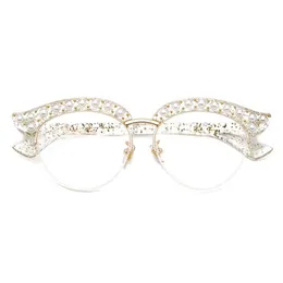 Cubojuue Cat Eye Pearl Women Glass Clear Lens Transparenta Fashion Gereglasses Frames Woman Half Frame SPELALS GELLEGLASS LADER209J