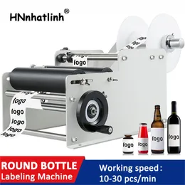 Liten Manual Round Bottle Labeling Machine med handtag Bottle Labeler Label Applikator Metal Bottle Packing Machine LT-L100