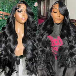 Synthetic Wigs 30Inch Body Wave Transparent 13x6 Lace Front Human Hair Remy Raw Indian Wavy 13x4 Frontal Wig For Women Closure 231006