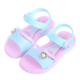 Flickor gelé sandaler sommar barn mode plattskor barn prinsessa beath vattentät student mjuk botten219a