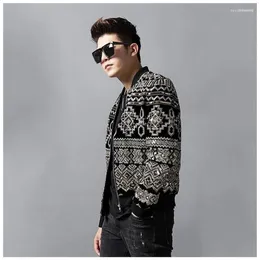 Men's Suits Men's Fashion Luxury Velvet Embroidered Baseball Sequin Jacket Casual Coats Nightclub Dance Hip Hop Male Sin230b